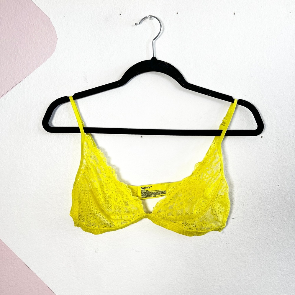 Neon Yellow Bralette Lace Festival Rave Coachella Medium‎